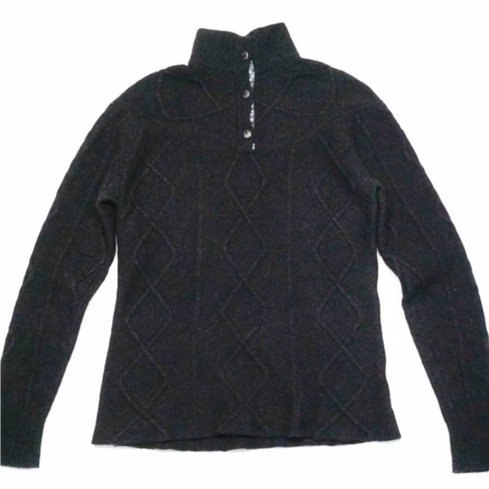 Horny Toad Black Joanna Lambswool Knit Sweater Size Large - Picture 1 of 8
